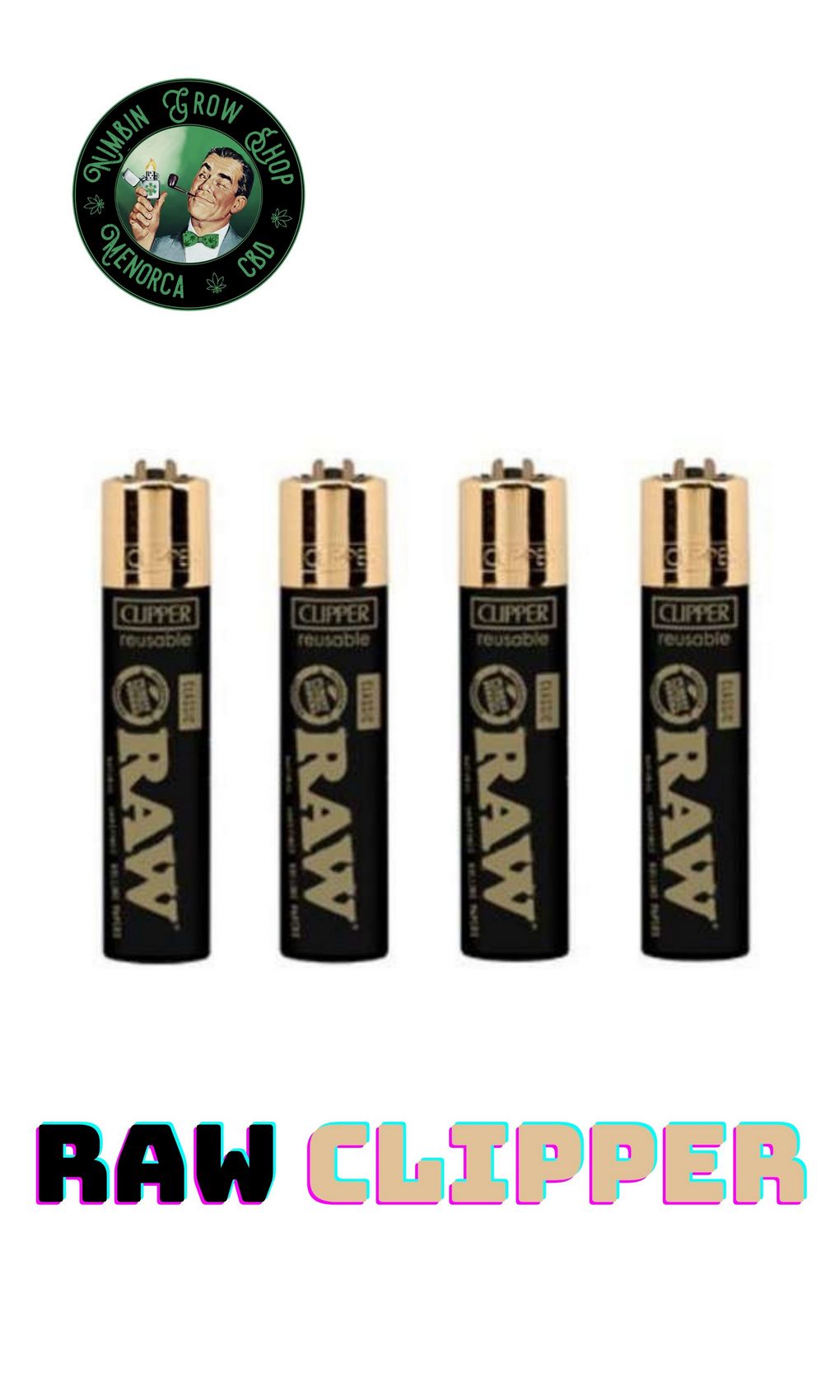 Raw Cliper Negro Tapa Dorada